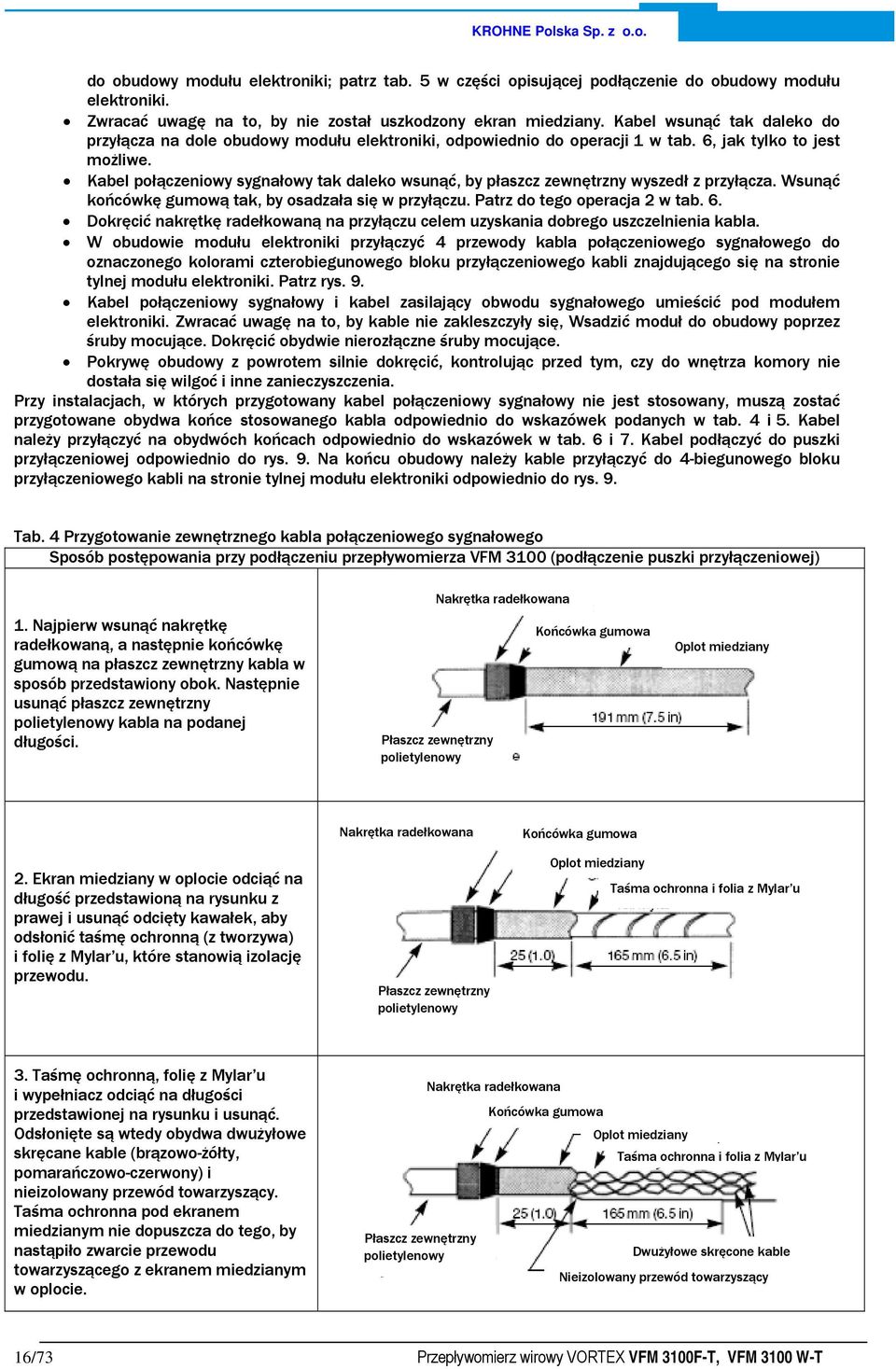 Kabel połączeniowy sygnałowy tak daleko wsunąć, by płaszcz zewnętrzny wyszedł z przyłącza. Wsunąć końcówkę gumową tak, by osadzała się w przyłączu. Patrz do tego operacja 2 w tab. 6.