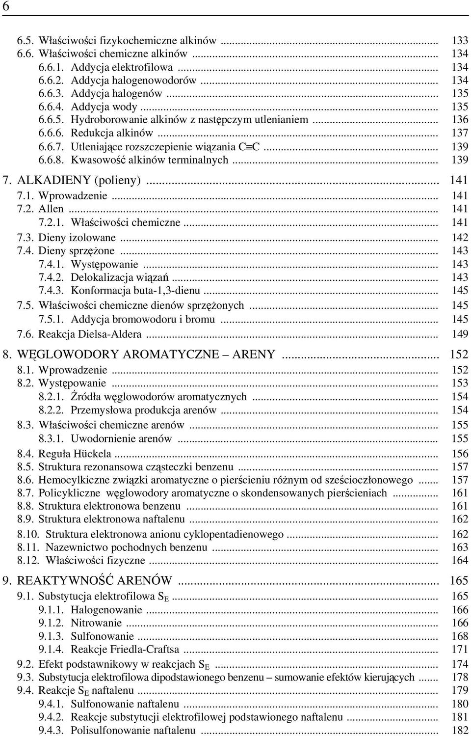 Kwasowość alkinów terminalnych... 139 7. ALKADIENY (polieny)... 141 7.1. Wprowadzenie... 141 7.2. Allen... 141 7.2.1. Właściwości chemiczne... 141 7.3. Dieny izolowane... 142 7.4. Dieny sprzężone.