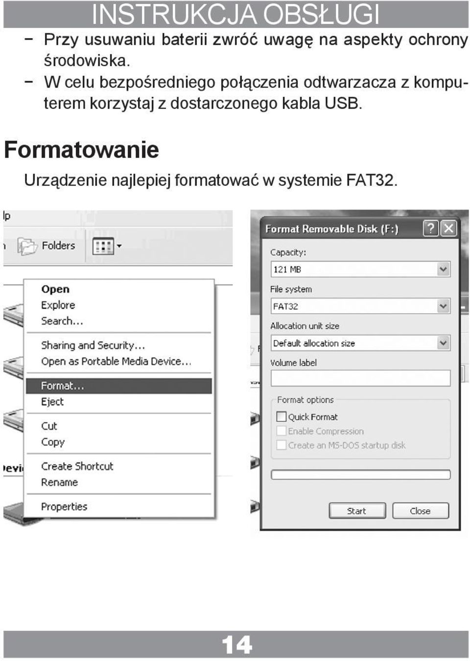 W celu bezpośredniego połączenia odtwarzacza z