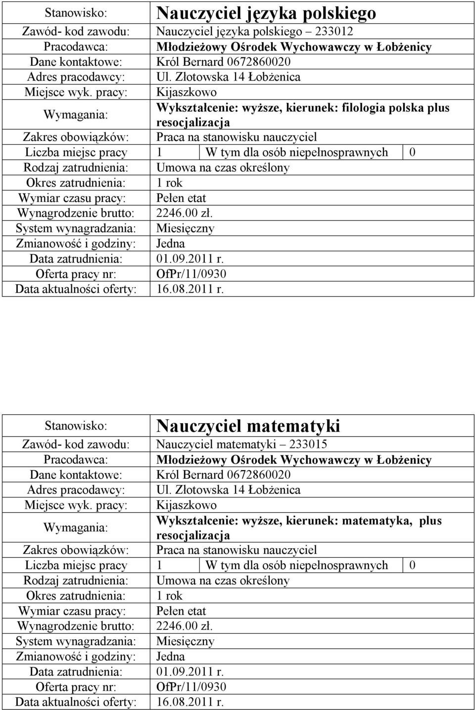 resocjalizacja Nauczyciel matematyki Zawód- kod zawodu: Nauczyciel