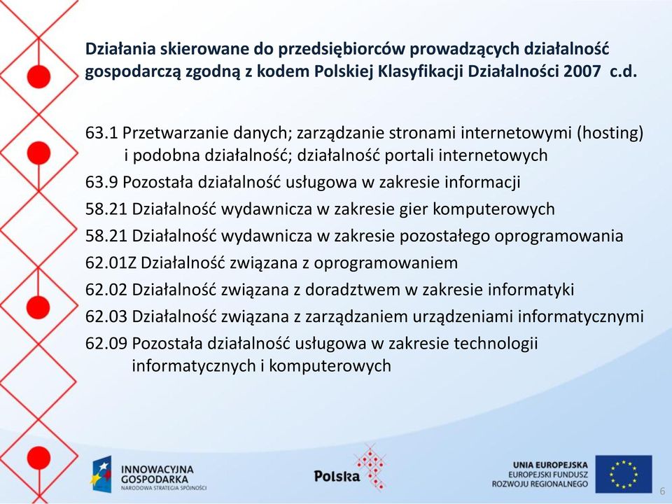 9 Pozostała działalność usługowa w zakresie informacji 58.21 Działalność wydawnicza w zakresie gier komputerowych 58.