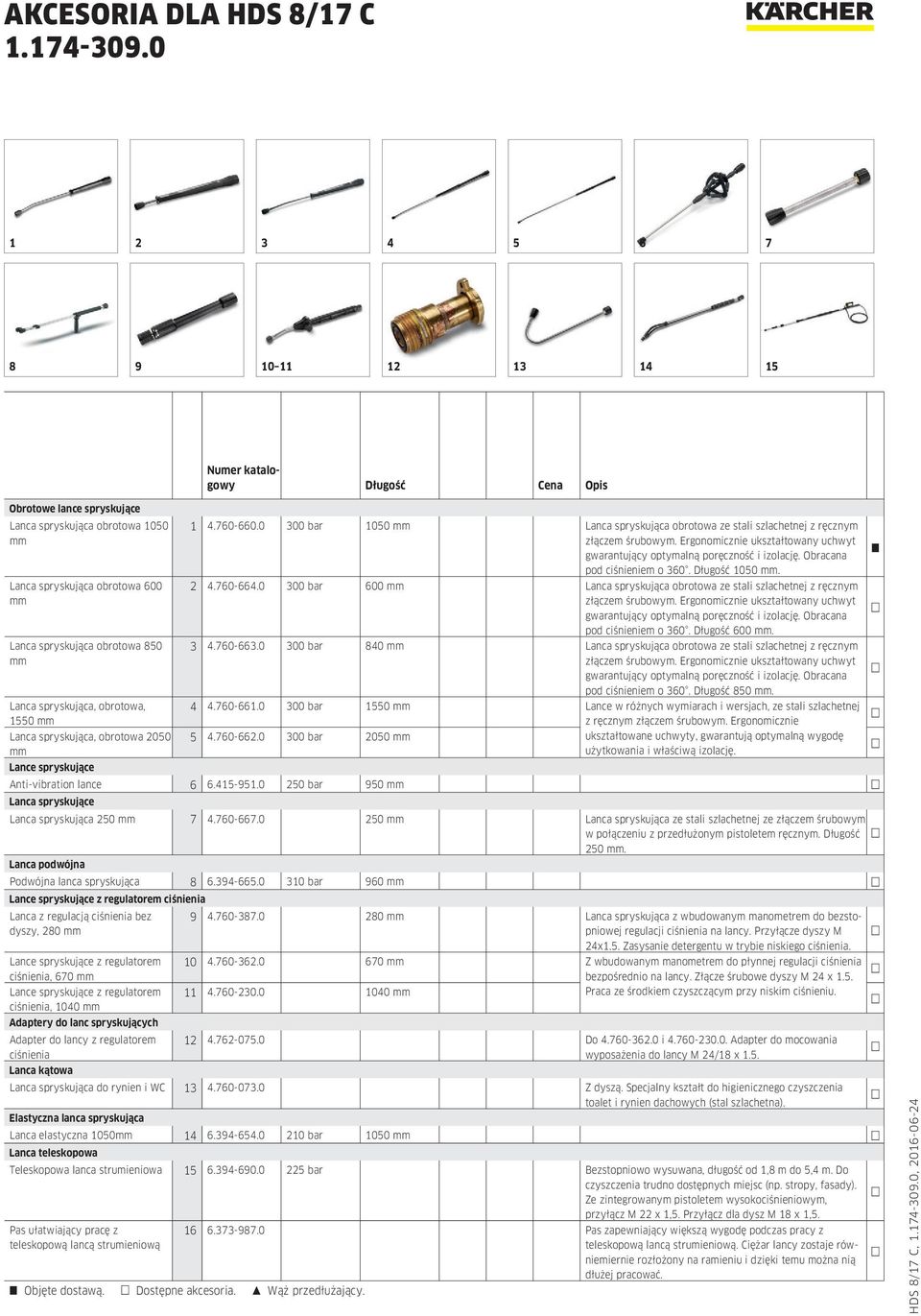 Ergonomicznie ukształtowany uchwyt gwarantujący optymalną poręczność i izolację. Obracana pod ciśnieniem o 360. Długość 1050 mm. 2 4.760-664.