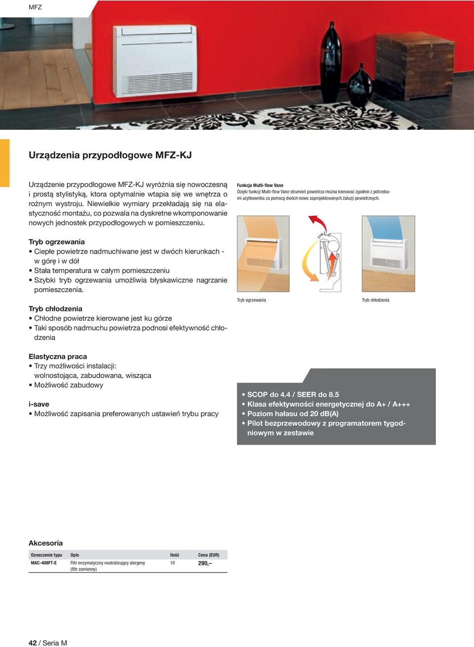 Funkcja Multiflow Vane Dzięki funkcji Multiflow Vane strumień powietrza można kierować zgodnie z potrzebami użytkownika za pomocą dwóch nowo zaprojektowanych żaluzji powietrznych.