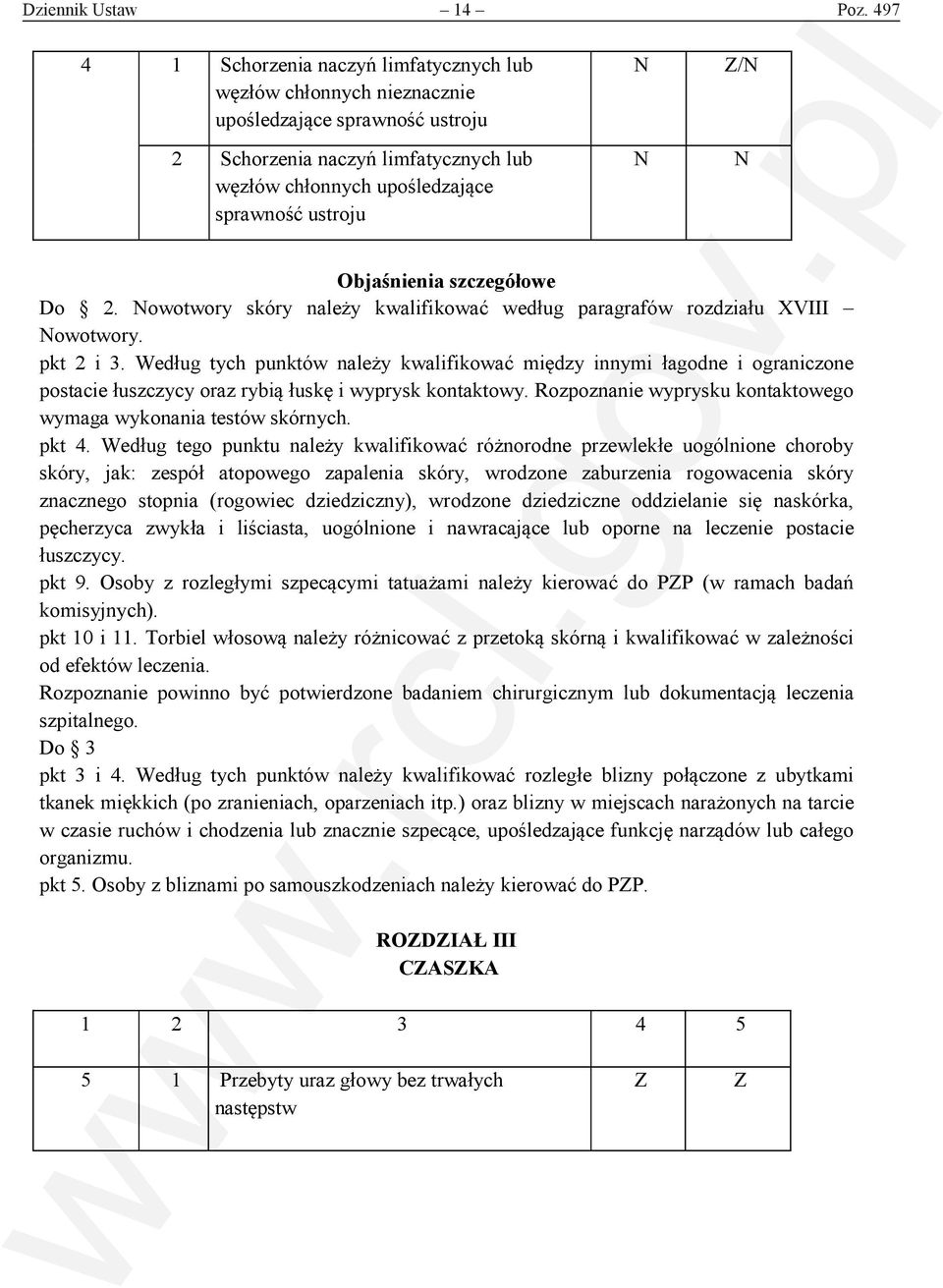 Objaśnienia szczegółowe Do 2. owotwory skóry należy kwalifikować według paragrafów rozdziału XVIII owotwory. pkt 2 i 3.