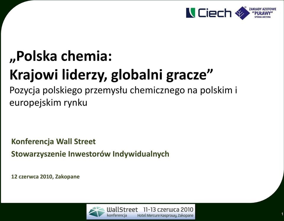 europejskim rynku Konferencja Wall Street