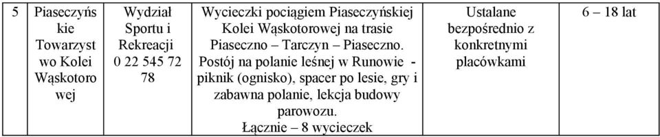 Postój na polanie leśnej w Runowie - piknik (ognisko), spacer po lesie, gry i zabawna