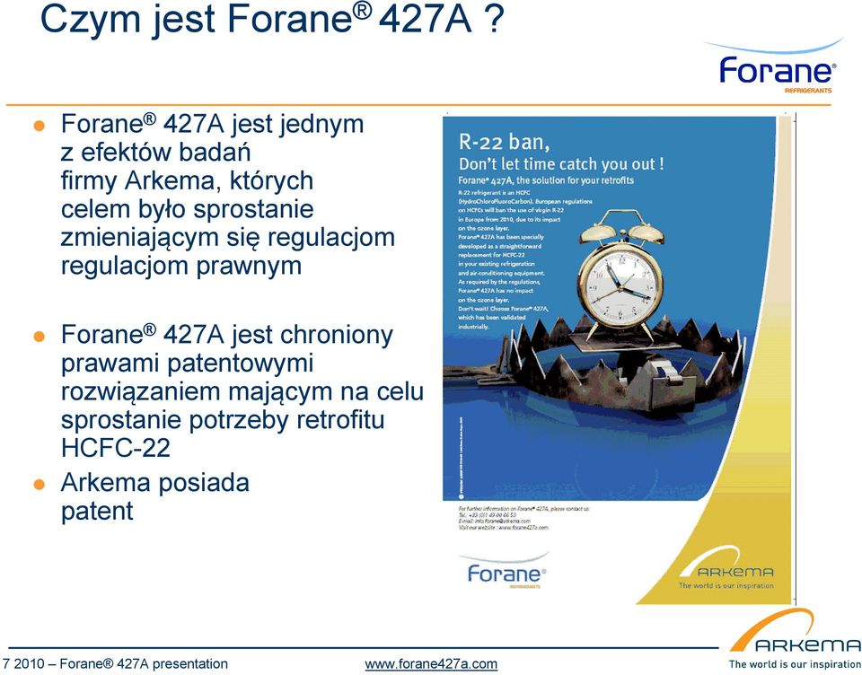 zmieniającym się regulacjom regulacjom prawnym Forane 427A jest chroniony prawami