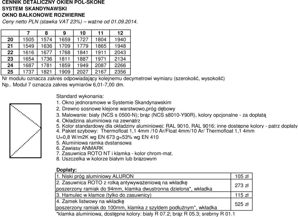 Niski próg aluminiowy ALURON 105 zł 2. Zasuwnica ROTO z rolką antywyważeniową na wkładkę 273 zł poszerzony ramiak do 94mm, klamka dwustronna dzielona*, wkładka 3.