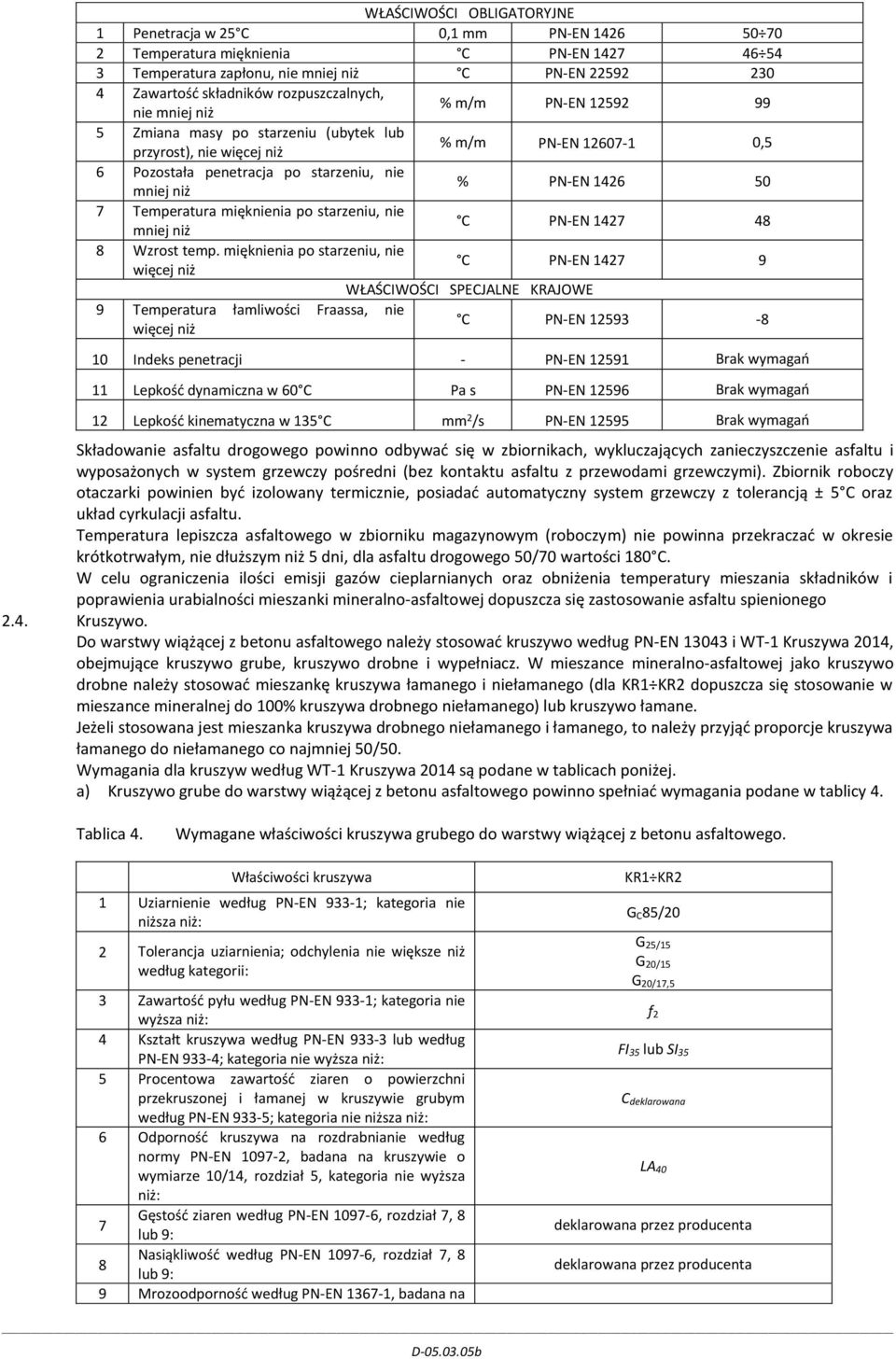 1426 50 7 Temperatura mięknienia po starzeniu, nie mniej niż C PN-EN 1427 48 8 Wzrost temp.