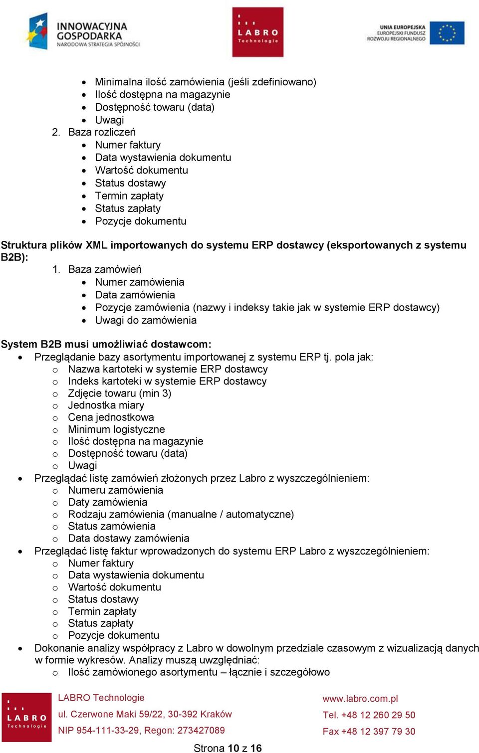 (eksportowanych z systemu B2B): 1.