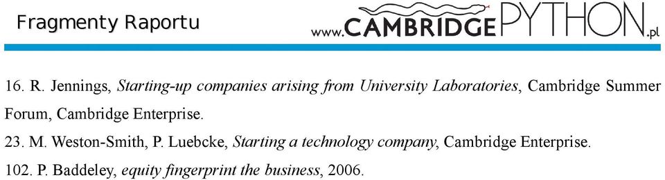 Laboratories, Cambridge Summer Forum, Cambridge Enterprise. 23. M.