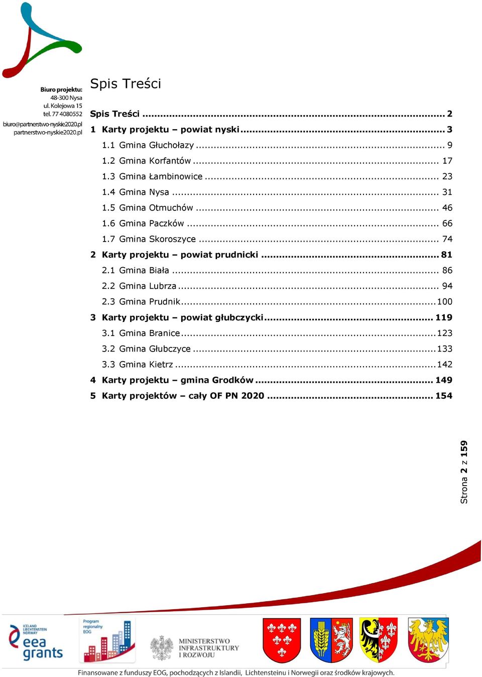 .. 81 2.1 Gmina Biała... 86 2.2 Gmina Lubrza... 94 2.3 Gmina Prudnik... 100 3 Karty projektu powiat głubczycki... 119 3.1 Gmina Branice.