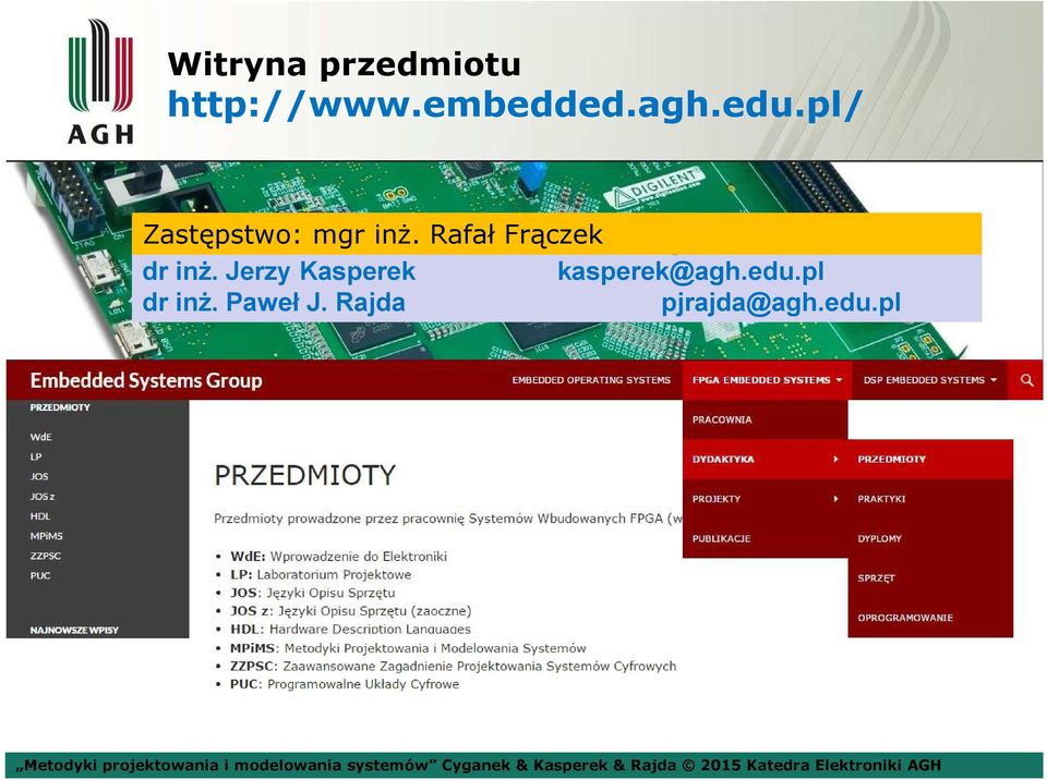 Cyganek Rafał Frączek cyganek@agh.edu.pl dr inż.