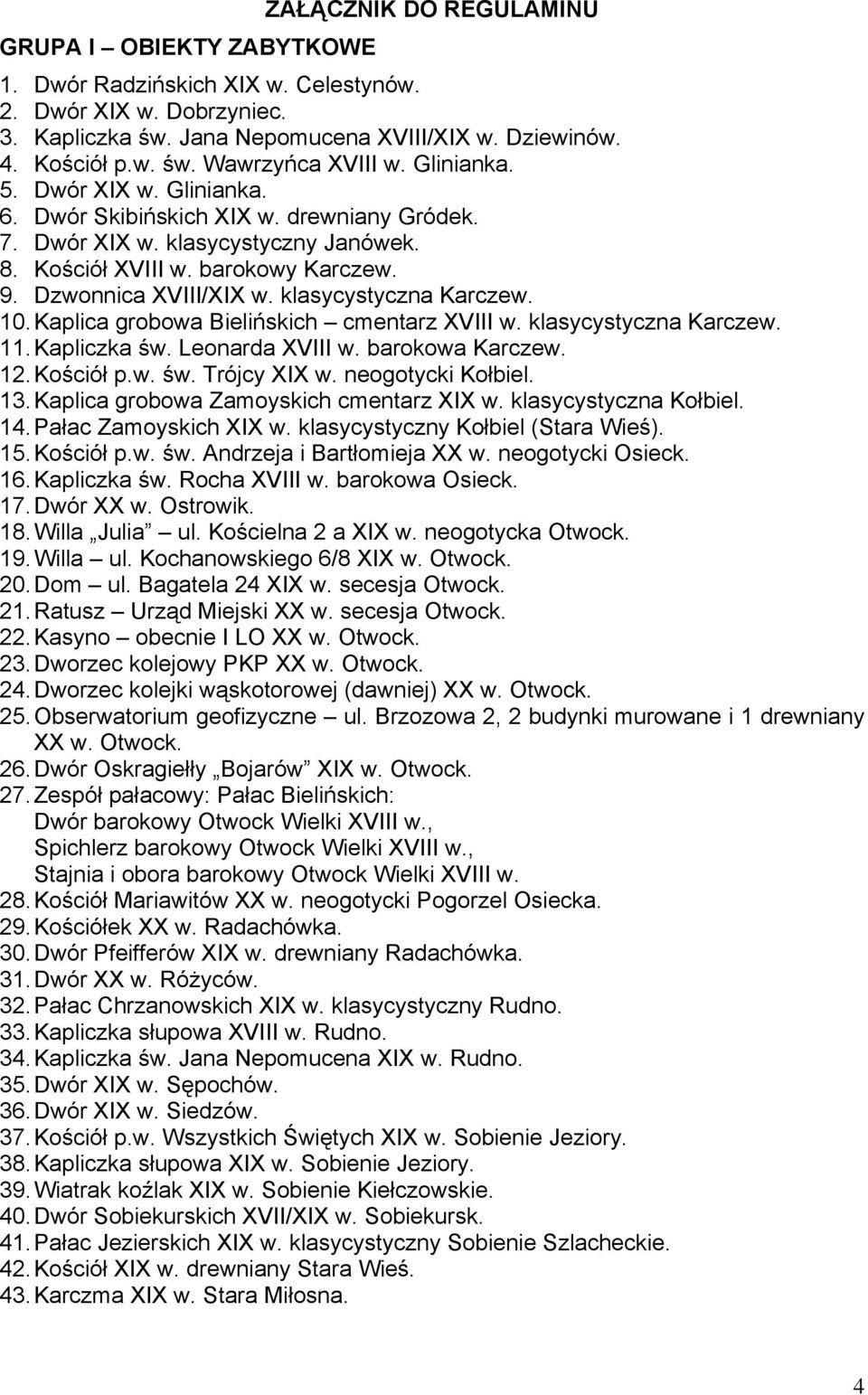 klasycystyczna Karczew. 10. Kaplica grobowa Bielińskich cmentarz XVIII w. klasycystyczna Karczew. 11. Kapliczka św. Leonarda XVIII w. barokowa Karczew. 12. Kościół p.w. św. Trójcy XIX w.