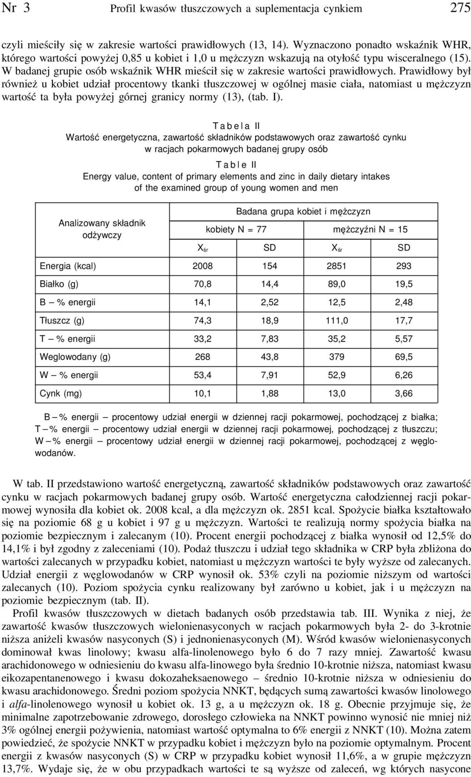 W badanej grupie osób wskaźnik WHR mieścił się w zakresie wartości prawidłowych.