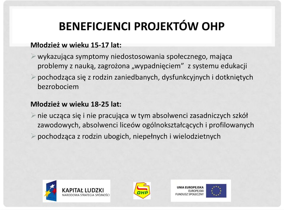 dotkniętych bezrobociem Młodzież w wieku 18 25 lat: nie ucząca się i nie pracująca w tym absolwenci zasadniczych