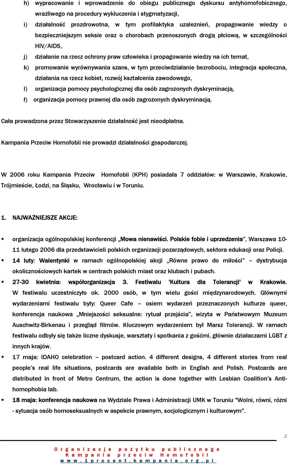 k) promowanie wyrównywania szans, w tym przeciwdziałanie bezrobociu, integracja społeczna, działania na rzecz kobiet, rozwój kształcenia zawodowego, l) organizacja pomocy psychologicznej dla osób