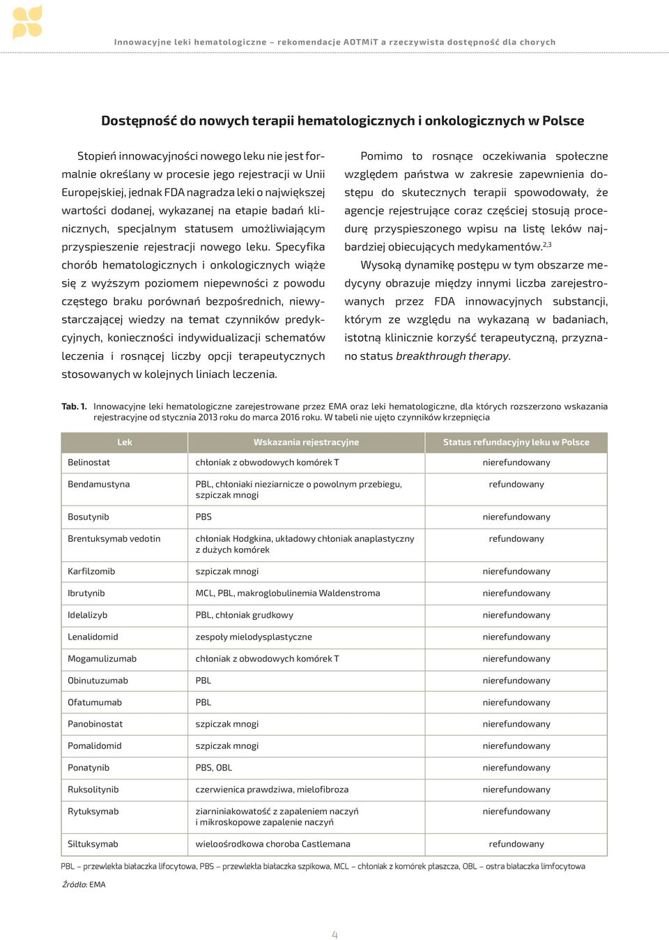 Specyfika chorób hematologicznych i onkologicznych wiąże się z wyższym poziomem niepewności z powodu częstego braku porównań bezpośrednich, niewystarczającej wiedzy na temat czynników predykcyjnych,