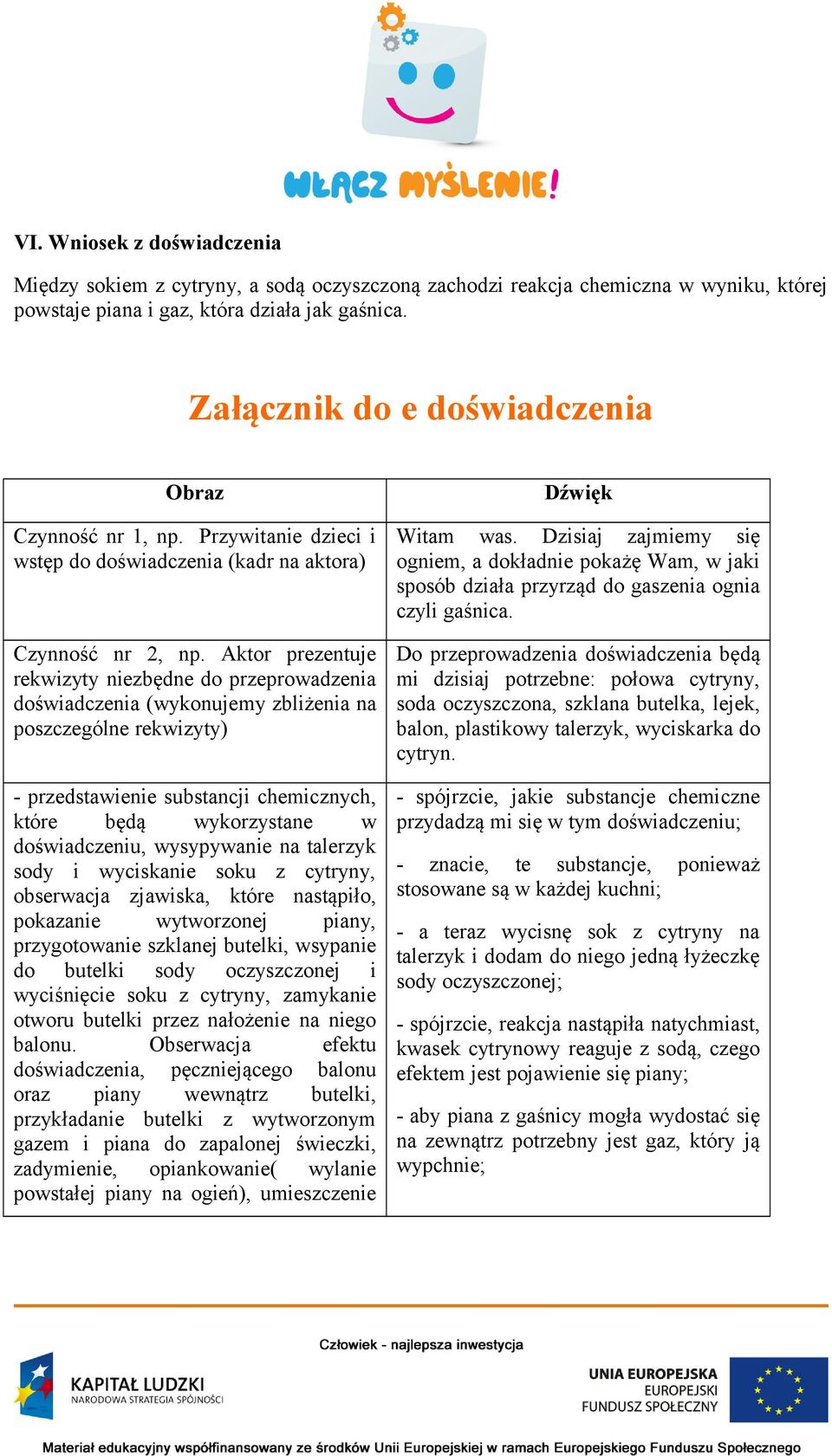 Aktor prezentuje rekwizyty niezbędne do przeprowadzenia doświadczenia (wykonujemy zbliżenia na poszczególne rekwizyty) - przedstawienie substancji chemicznych, które będą wykorzystane w