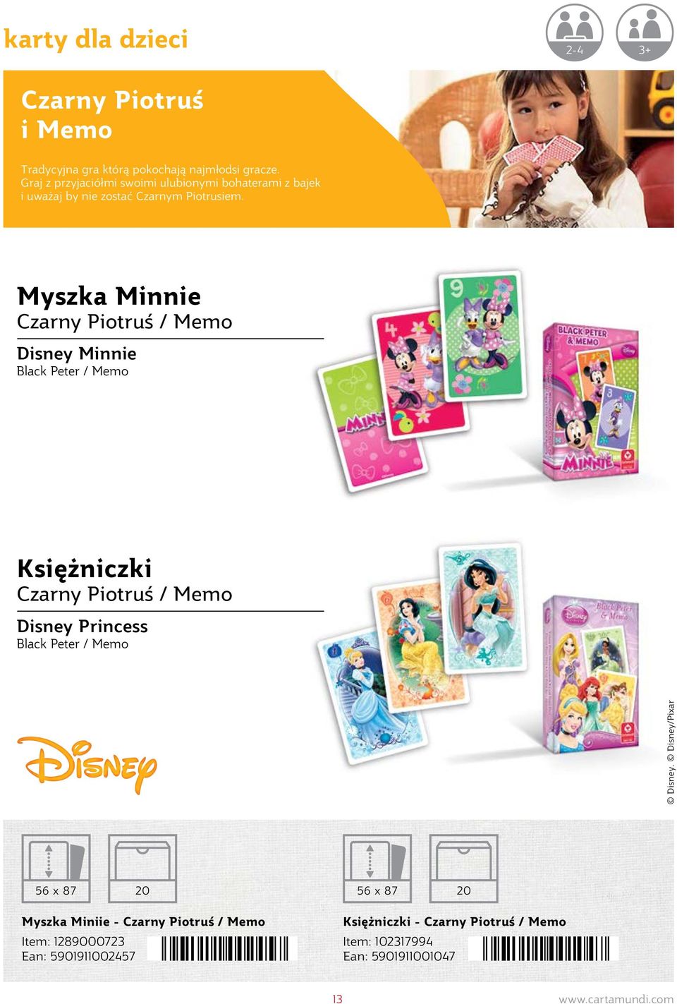 Myszka Minnie Czarny Piotruś / Memo Disney Minnie Black Peter / Memo Księżniczki Czarny Piotruś / Memo Disney Princess Black Peter /