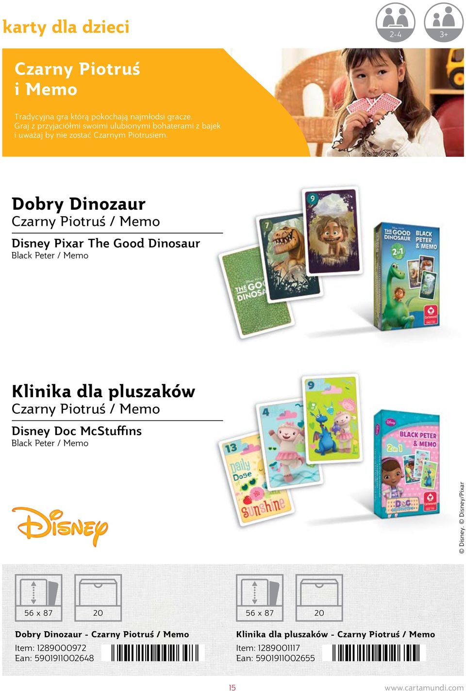 Dobry Dinozaur Czarny Piotruś / Memo Disney Pixar The Good Dinosaur Black Peter / Memo Klinika dla pluszaków Czarny Piotruś / Memo Disney Doc