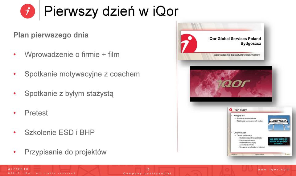 ESD i BHP Przypisanie do projektów 4 / 7 / 2 0 1 6 13 2 0 1 5, i Q o r A l l