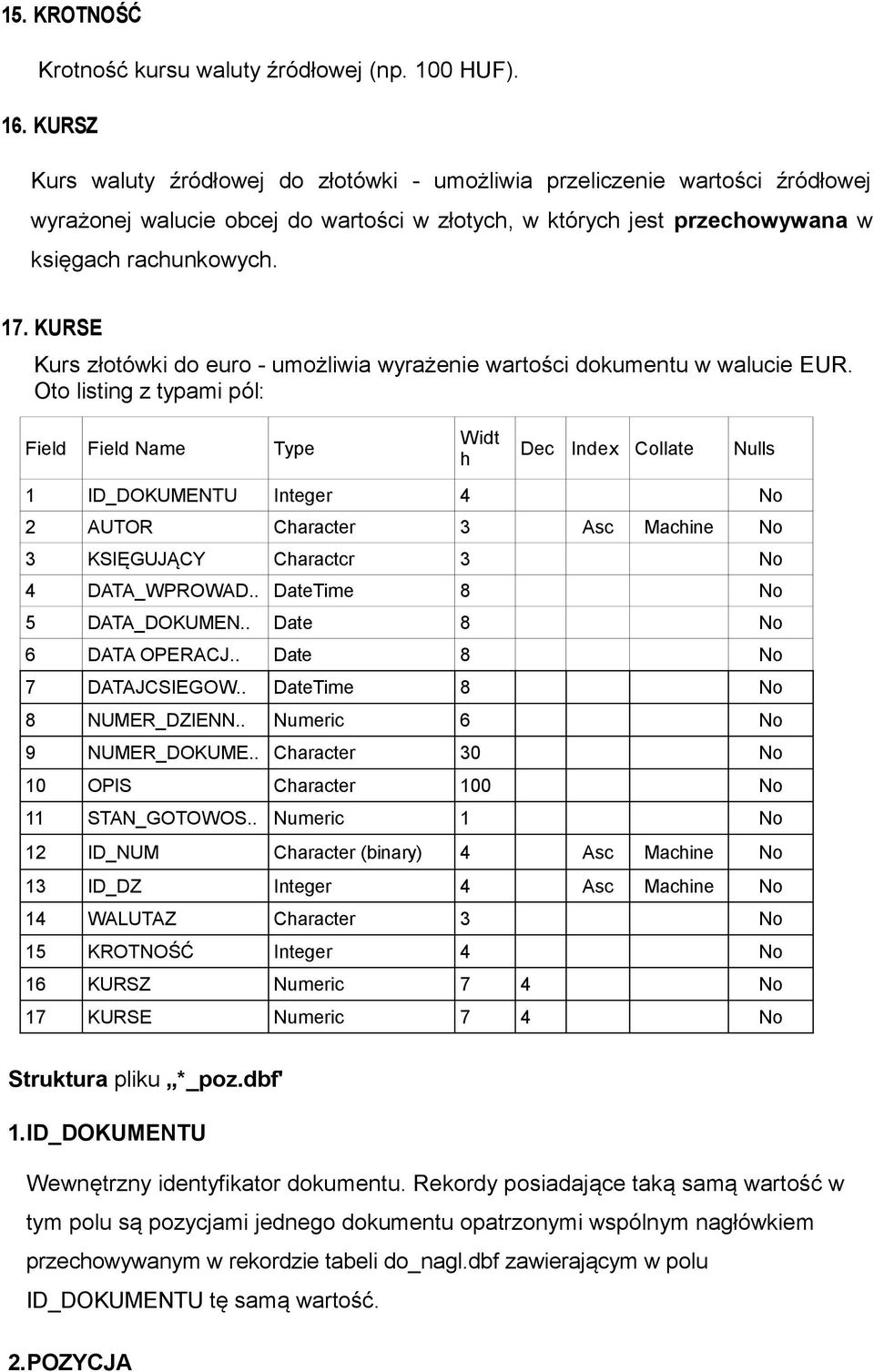 KURSE Kurs złotówki do euro - umożliwia wyrażenie wartości dokumentu w walucie EUR.