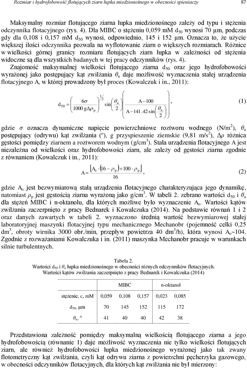 Oznacza to, że użycie większej ilości odczynnika pozwala na wyflotowanie ziarn o większych rozmiarach.