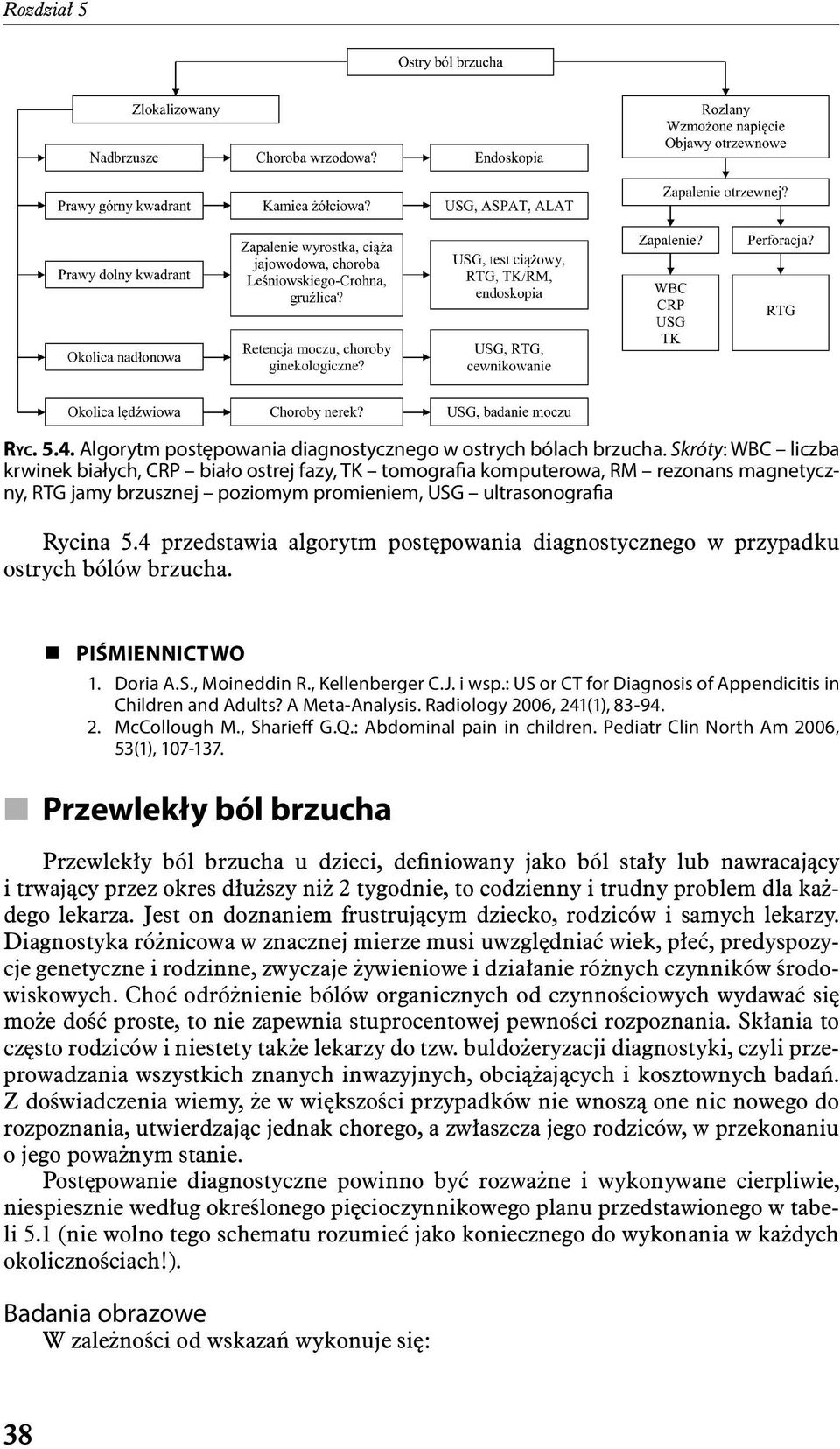 4 przedstawia algorytm postępowania diagnostycznego w przypadku ostrych bólów brzucha. PIŚMIENNICTWO 1. Doria A.S., Moineddin R., Kellenberger C.J. i wsp.