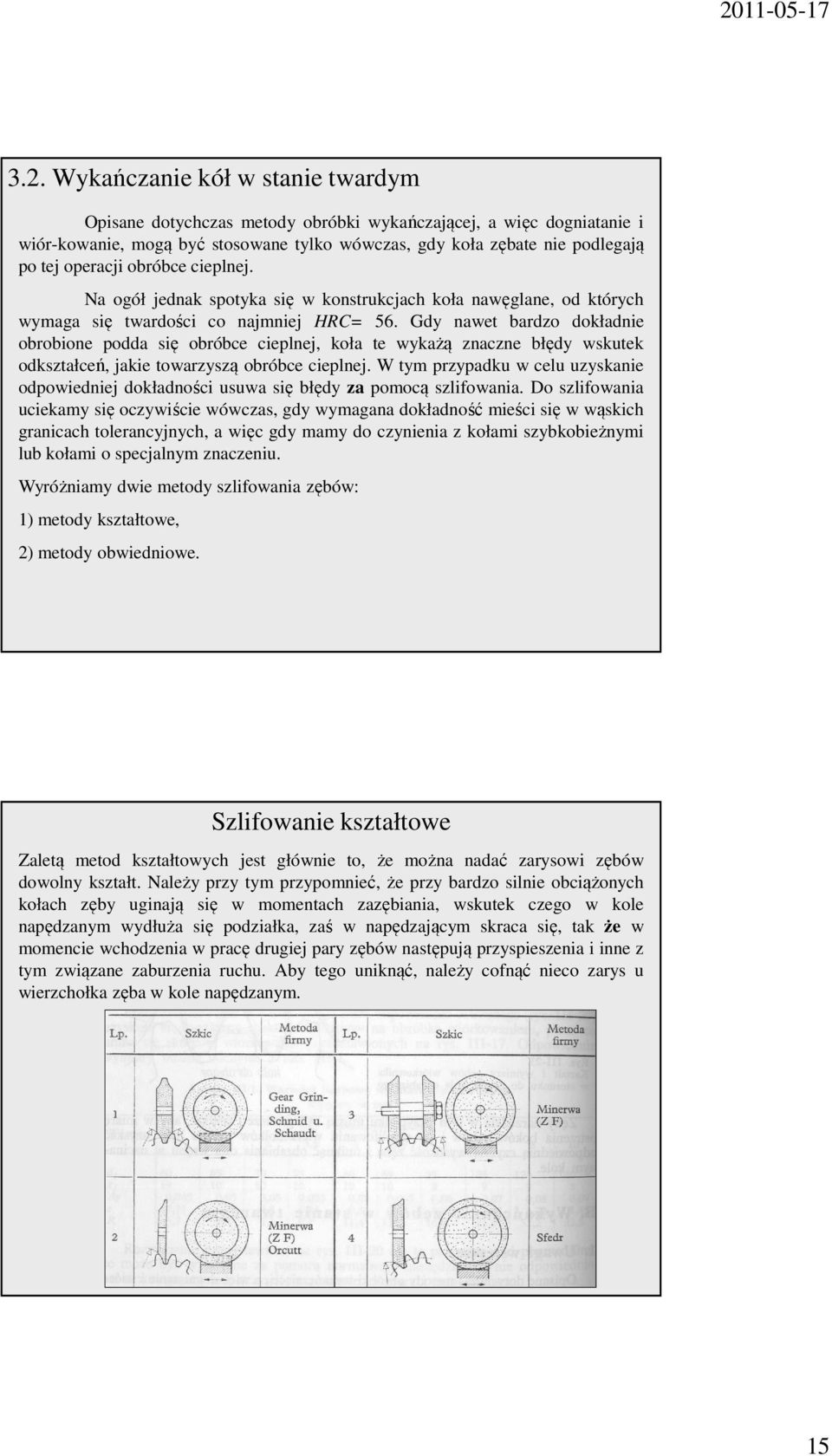 Gdy nawet bardzo dokładnie obrobione podda się obróbce cieplnej, koła te wykażą znaczne błędy wskutek odkształceń, jakie towarzyszą obróbce cieplnej.