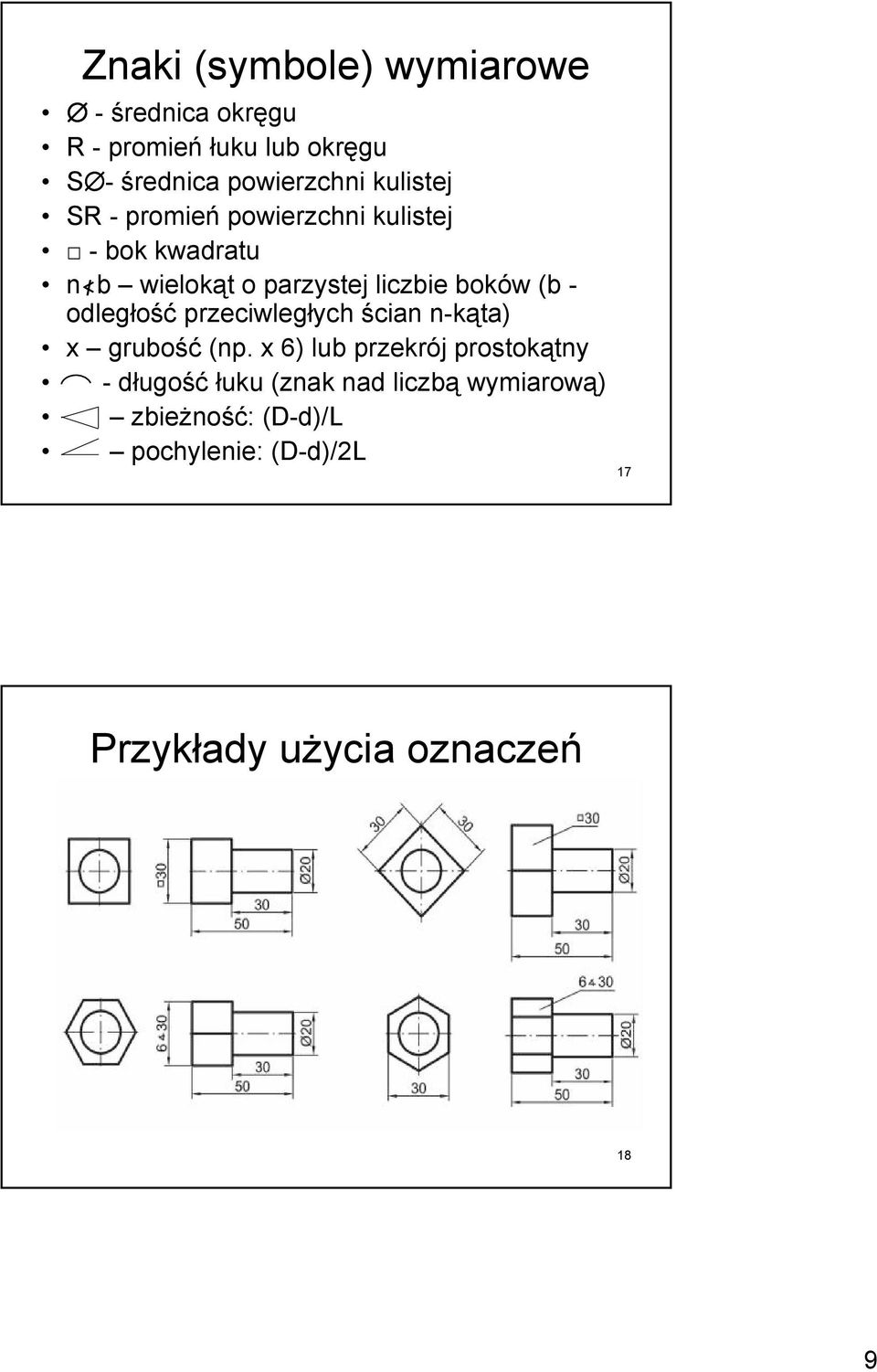 - odległość przeciwległych ścian n-kąta) x grubość (np.