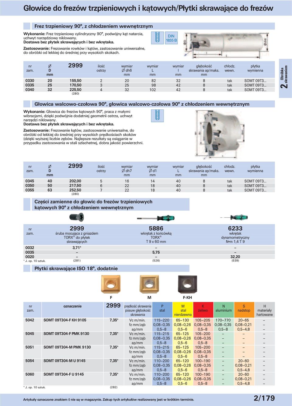 DIN 1835 B nr apple 2999 ilość wymiar wymiar wymiar głębokość chłodz. płytka zam. D ostrzy dh6 L l skrawania ap/maks. wewn. wymienna mm mm mm mm mm 0330 20 155,50 2 20 82 32 8 tak SOMT 09T3.