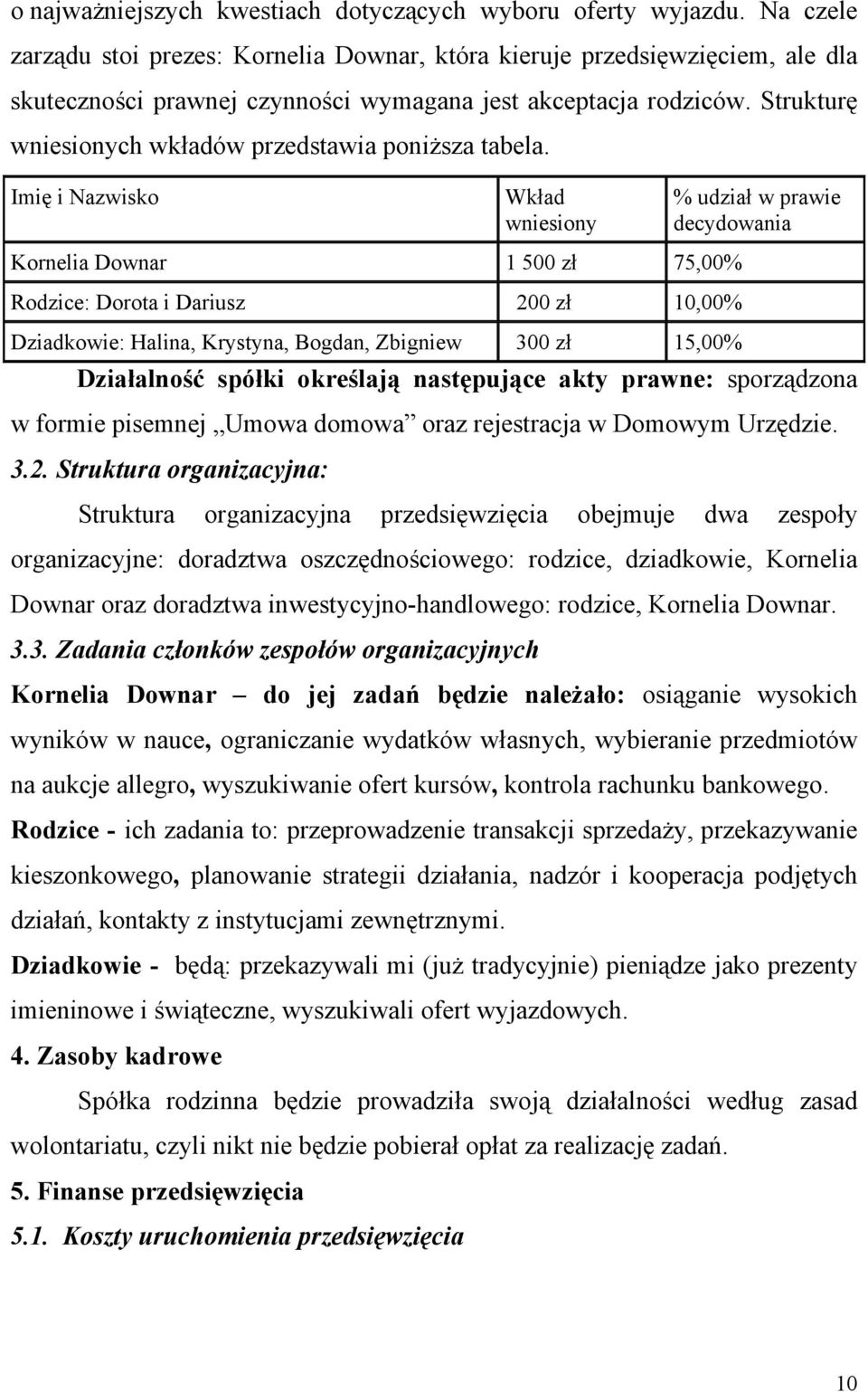 Strukturę wniesionych wkładów przedstawia poniższa tabela.