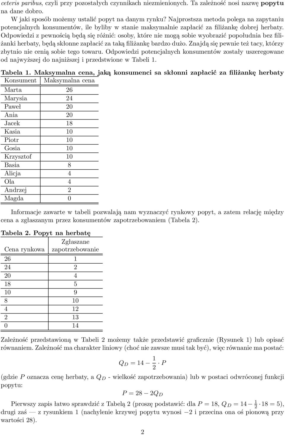 Odpowiedzi z pewnością będą się różnić: osoby, które nie mogą sobie wyobrazić popołudnia bez filiżanki herbaty, będą skłonne zapłacić za taką filiżankę bardzo dużo.