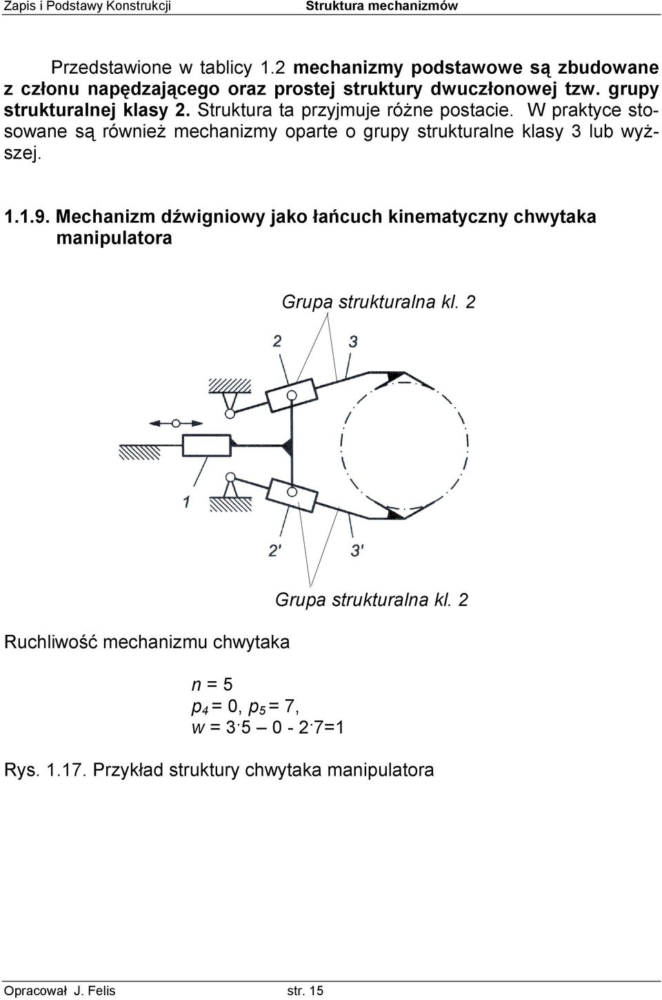 W praktyce stosowane są również mechanizmy oparte o grupy strukturalne klasy 3 lub wyższej. 1.1.9.