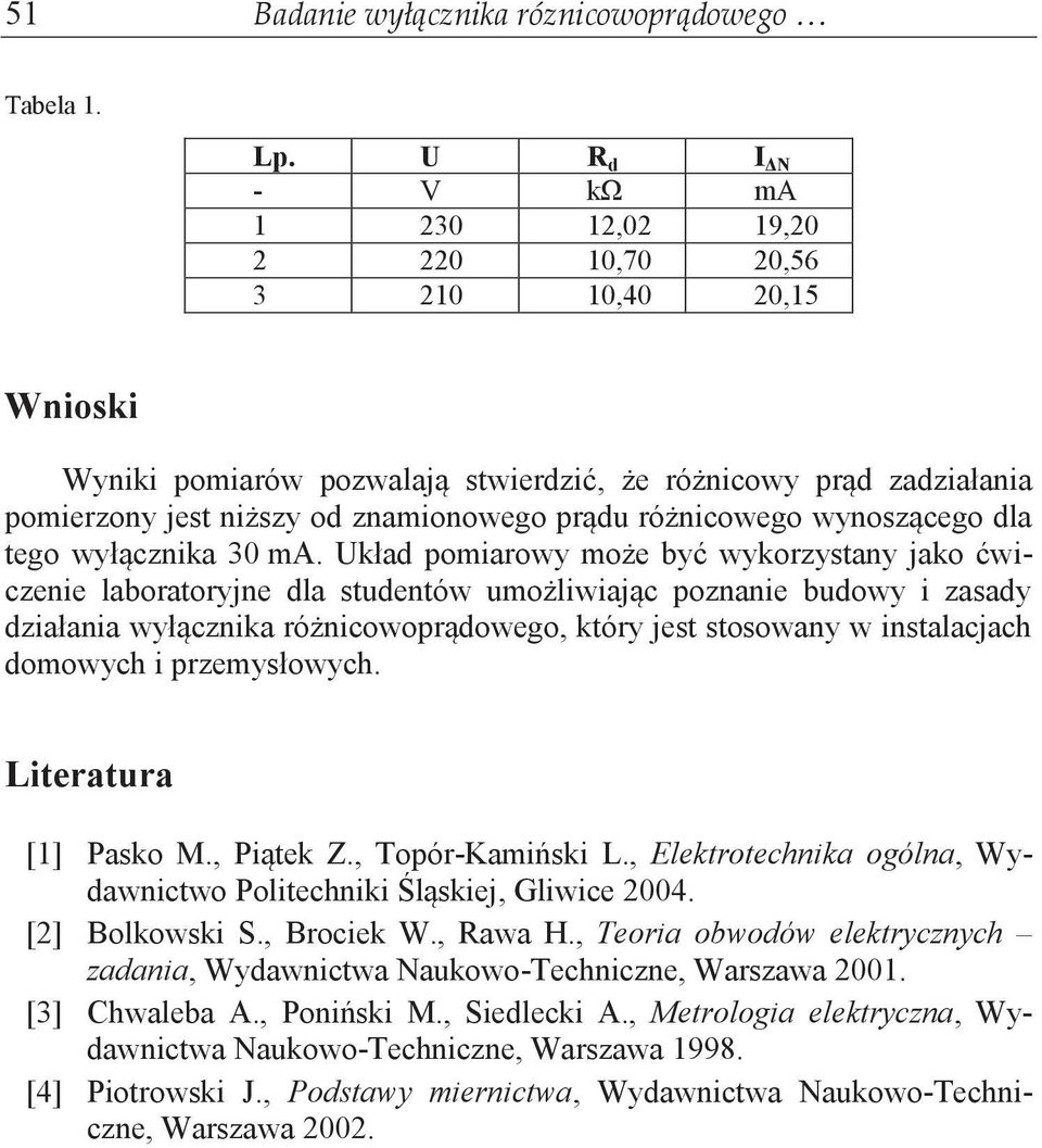 różnicowego wynoszącego dla tego wyłącznika 30 ma.