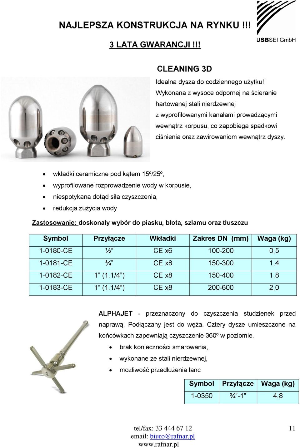 wkładki ceramiczne pod kątem 15º/25º, wyprofilowane rozprowadzenie wody w korpusie, niespotykana dotąd siła czyszczenia, redukcja zużycia wody Zastosowanie: doskonały wybór do piasku, błota, szlamu