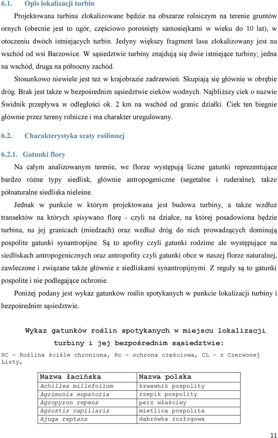 W sąsiedztwie turbiny znajdują się dwie istniejące turbiny; jedna na wschód, druga na północny zachód. Stosunkowo niewiele jest też w krajobrazie zadrzewień. Skupiają się głównie w obrębie dróg.