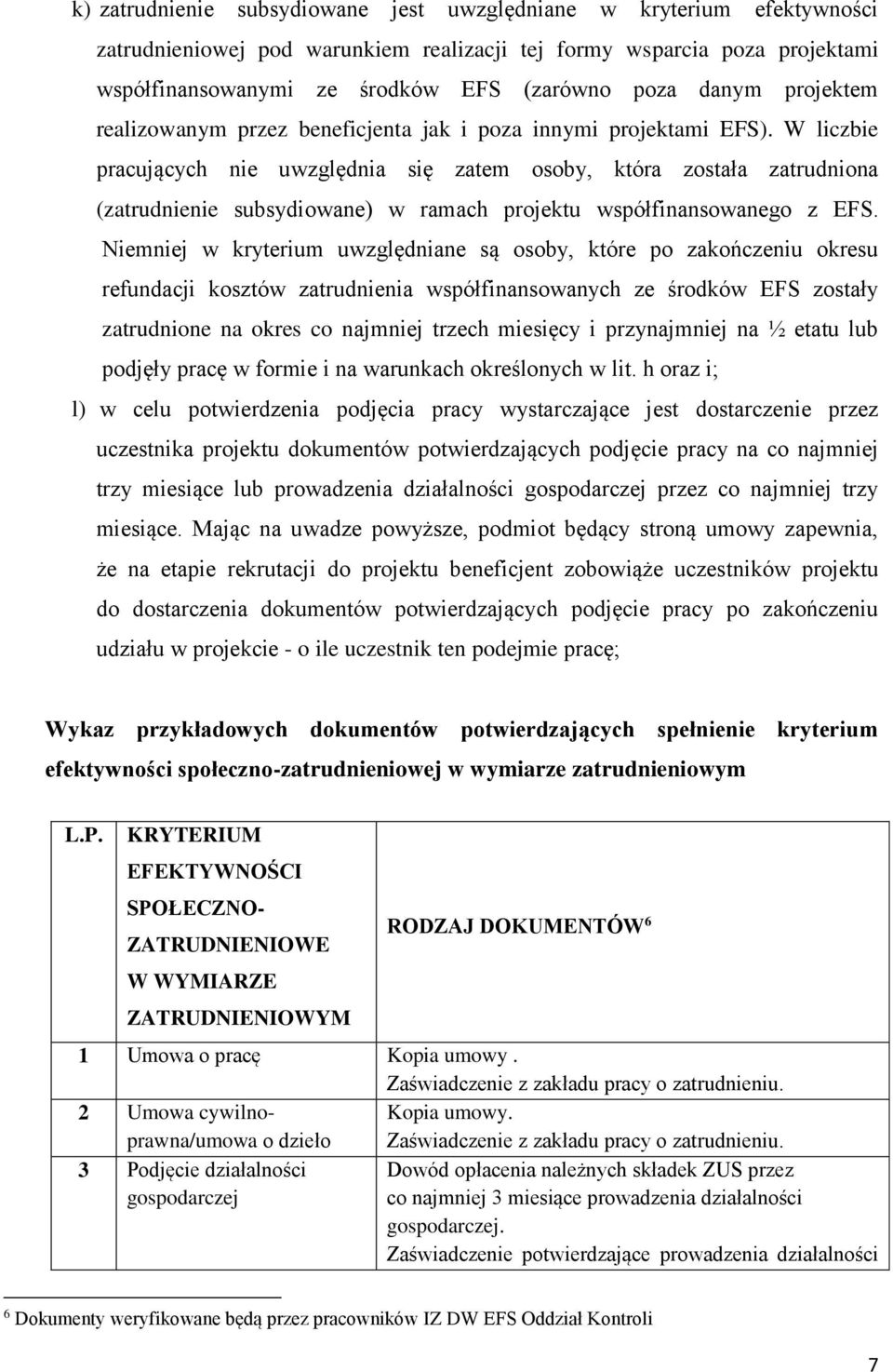 W liczbie pracujących nie uwzględnia się zatem osoby, która została zatrudniona (zatrudnienie subsydiowane) w ramach projektu współfinansowanego z EFS.