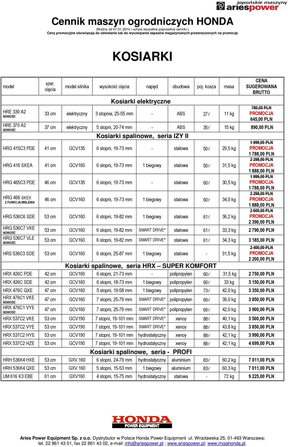 IZY II HRG 415C3 PDE 41 cm GCV135 6 stopni, 19-73 mm - stalowa 50l 29,5 kg HRG 416 SKEA 41 cm GCV160 6 stopni, 19-73 mm 1 biegowy stalowa 50l 31,5 kg HRG 465C3 PDE 46 cm GCV135 6 stopni, 19-73 mm -