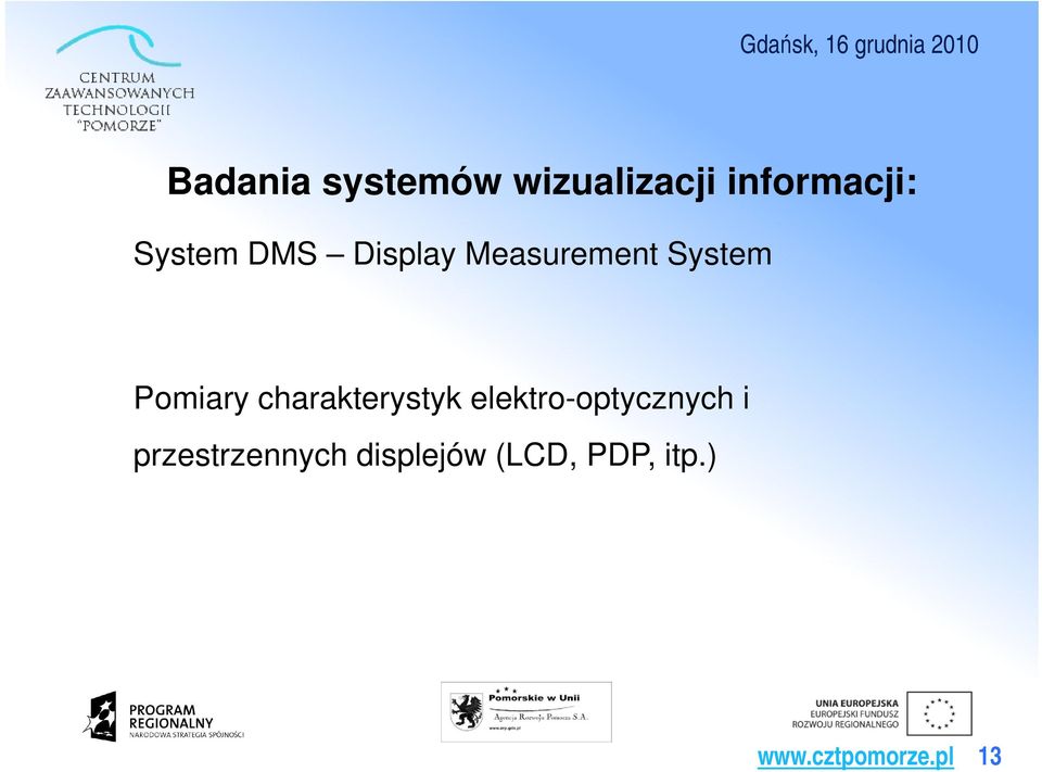 charakterystyk elektro-optycznych i