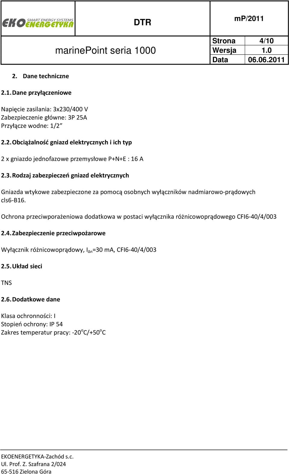 Ochrona przeciwporażeniowa dodatkowa w postaci wyłącznika różnicowoprądowego CFI6-40