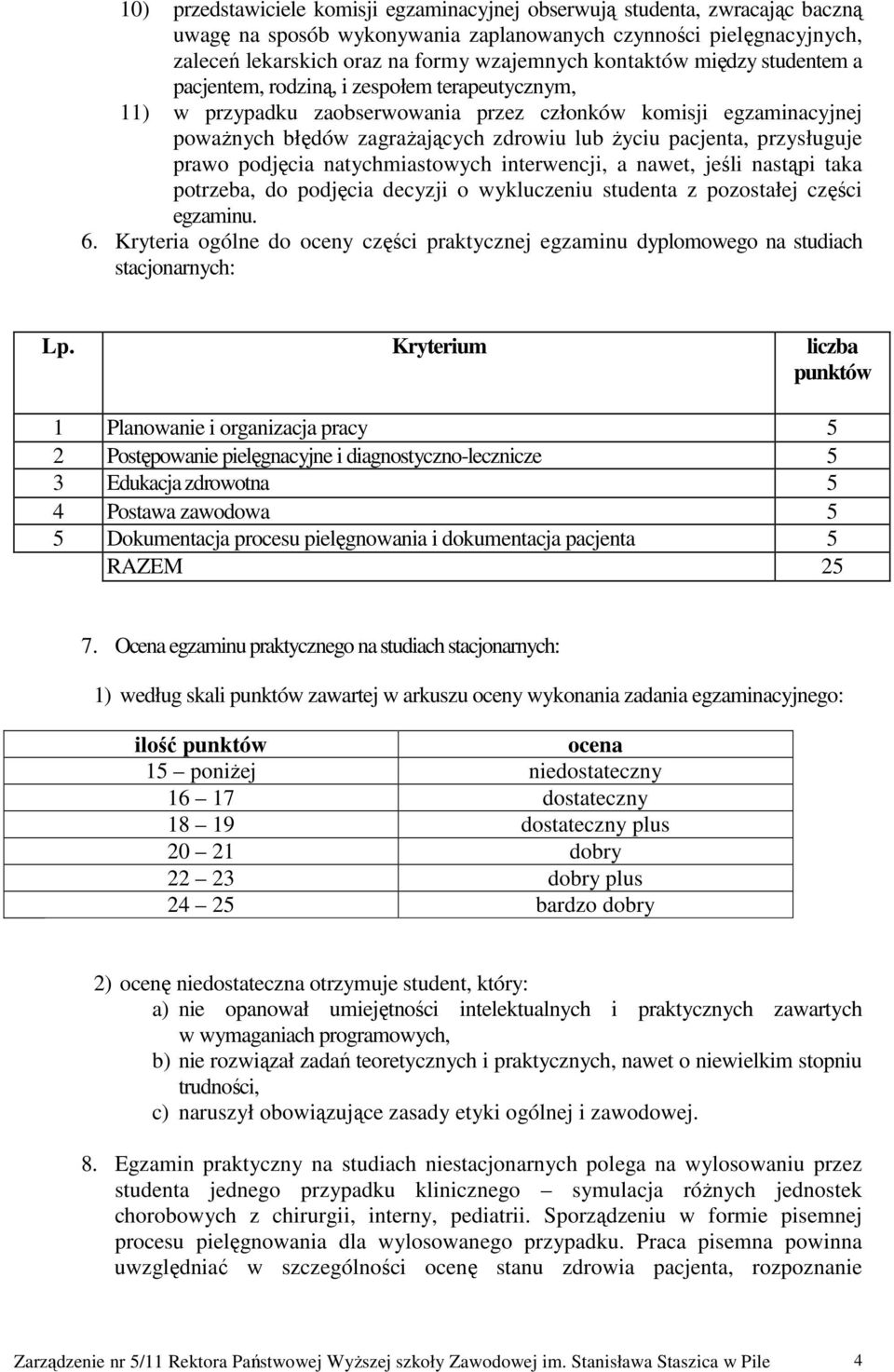 pacjenta, przysługuje prawo podjęcia natychmiastowych interwencji, a nawet, jeśli nastąpi taka potrzeba, do podjęcia decyzji o wykluczeniu studenta z pozostałej części egzaminu. 6.