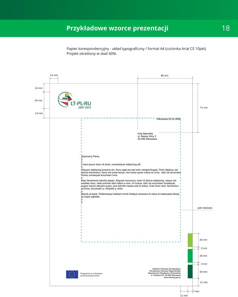 A4 (czcionka Arial CE 10pkt) Projekt określony w