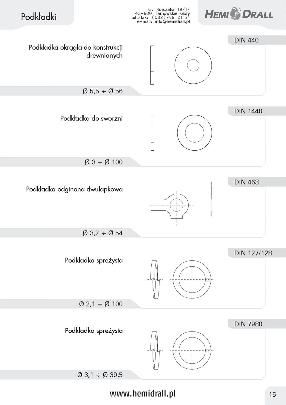 Ø 5,5 Ø 56 Podkładka do sworzni DIN 1440 Ø 3 Ø 100 Podkładka