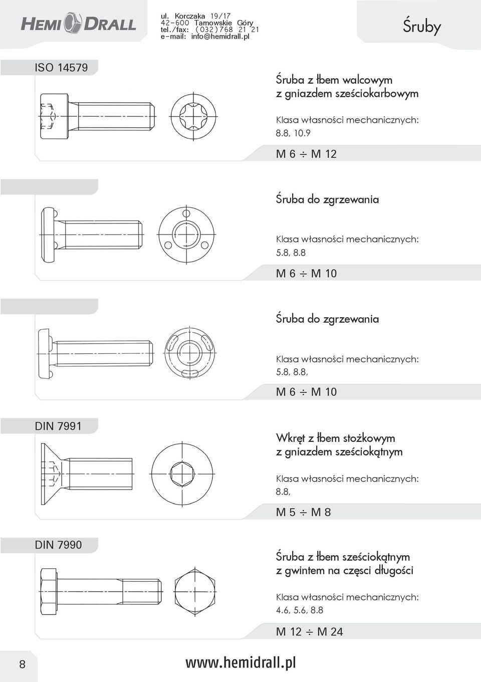 8 M 6 M 10 Śruba do zgrzewania 5.8, 8.