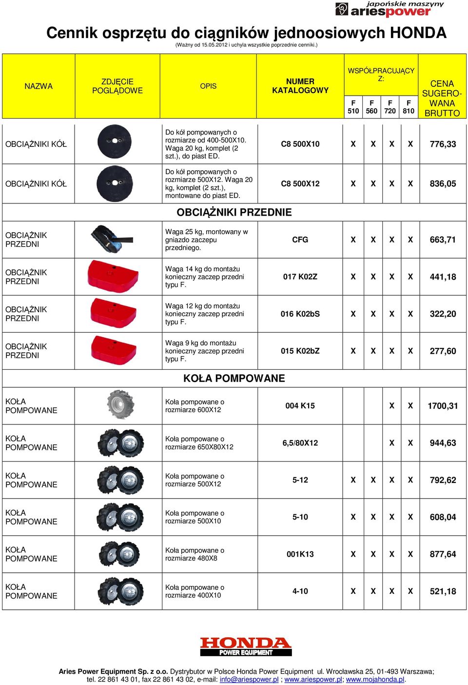 CG X X X X 663,71 OBCIĄŻNIK Waga 14 kg do montażu konieczny zaczep przedni typu. 017 K02Z X X X X 441,18 OBCIĄŻNIK Waga 12 kg do montażu konieczny zaczep przedni typu.