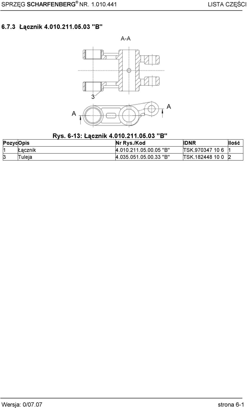 05 ''B'' TSK.970347 10 6 1 3 Tuleja 4.035.051.05.00.