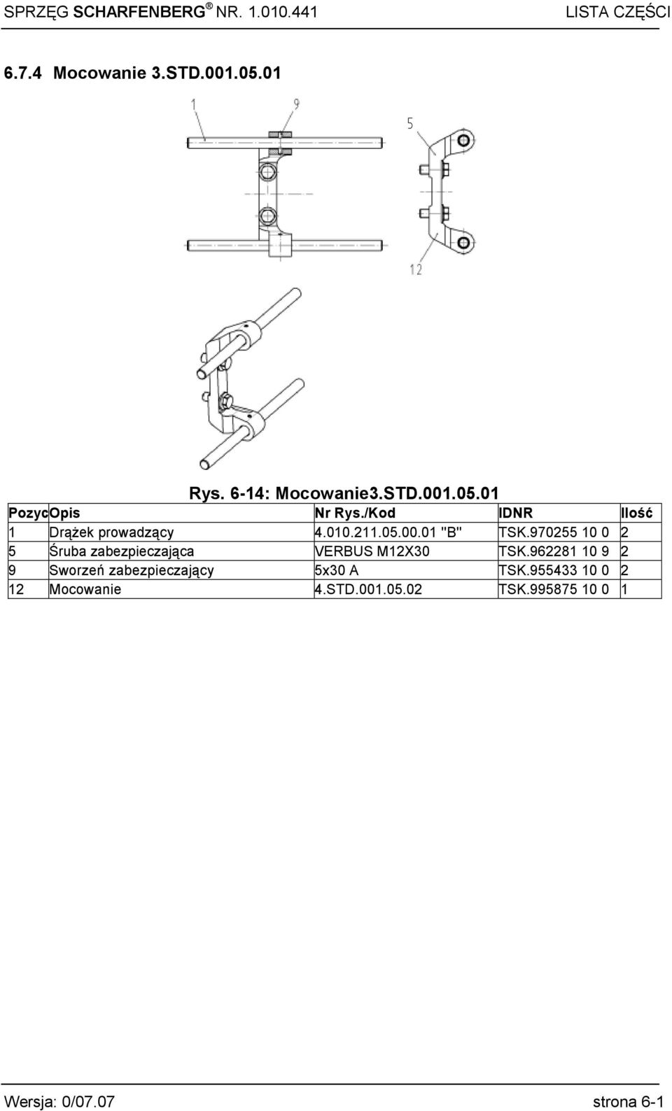 970255 10 0 2 5 Śruba zabezpieczająca VERBUS M12X30 TSK.