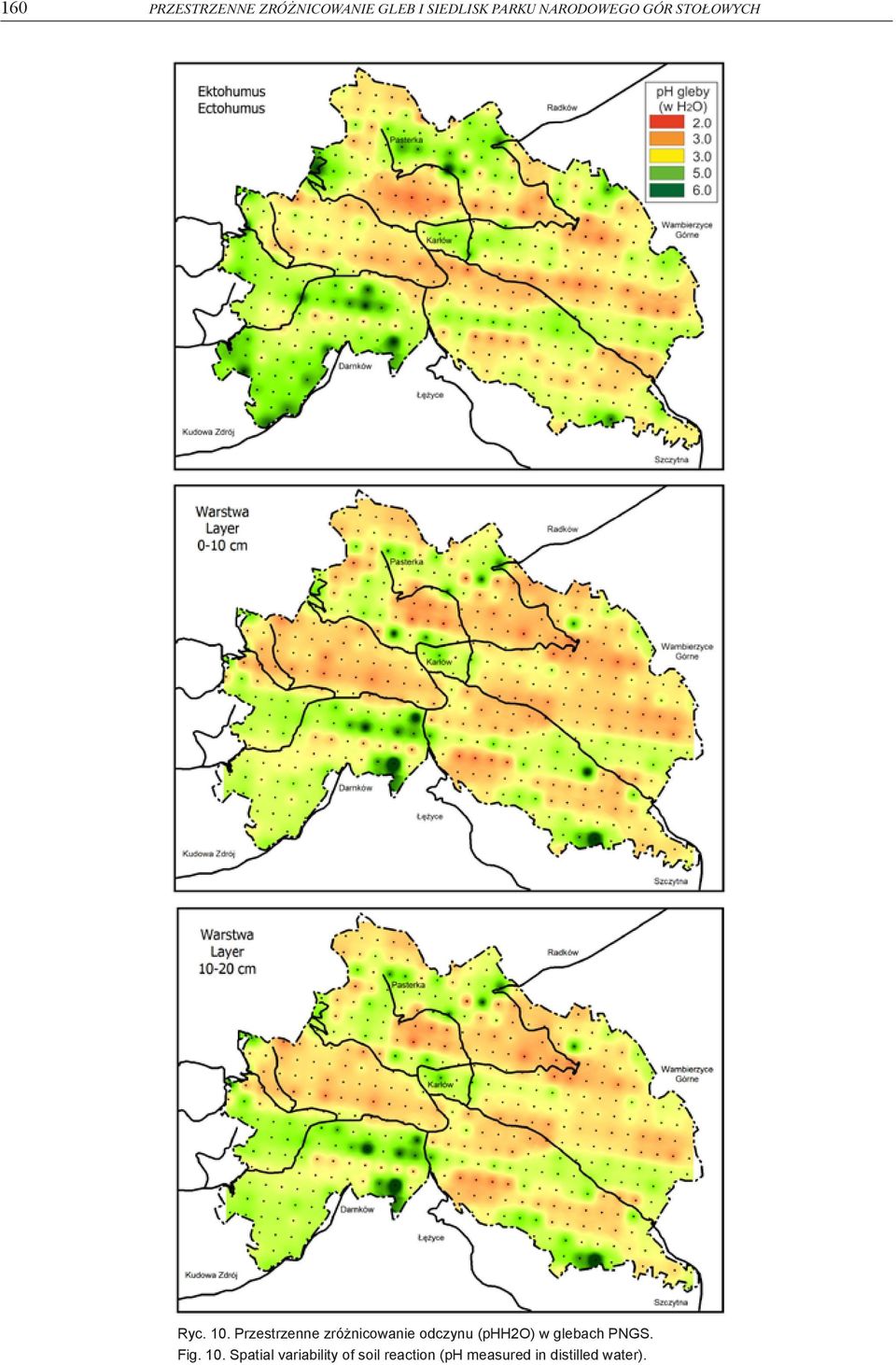 Przestrzenne zróżnicowanie odczynu (phh2o) w glebach